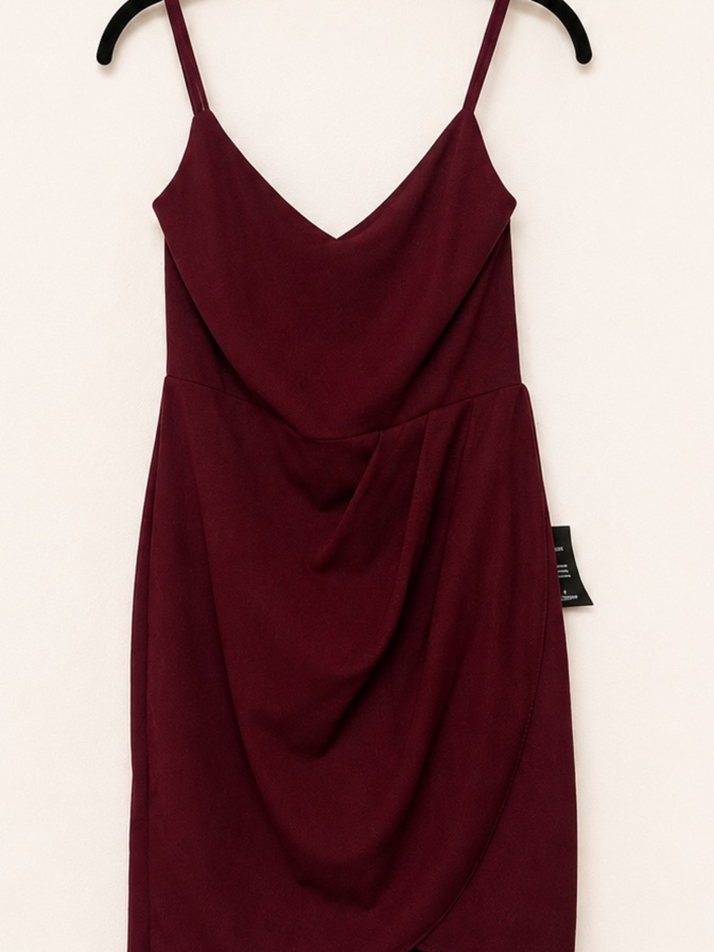 Lulu's Burgundy Draped Spaghetti Strap Mini Dress